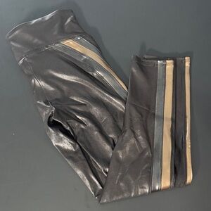 Spanx faux leather Silver and Gold Striped Leggings